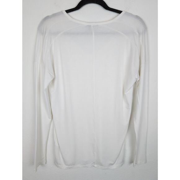 Vince Top Micro Modal V Neck Back Seams Relaxed Soft Cream Minimalist Size S - Picture 4 of 11